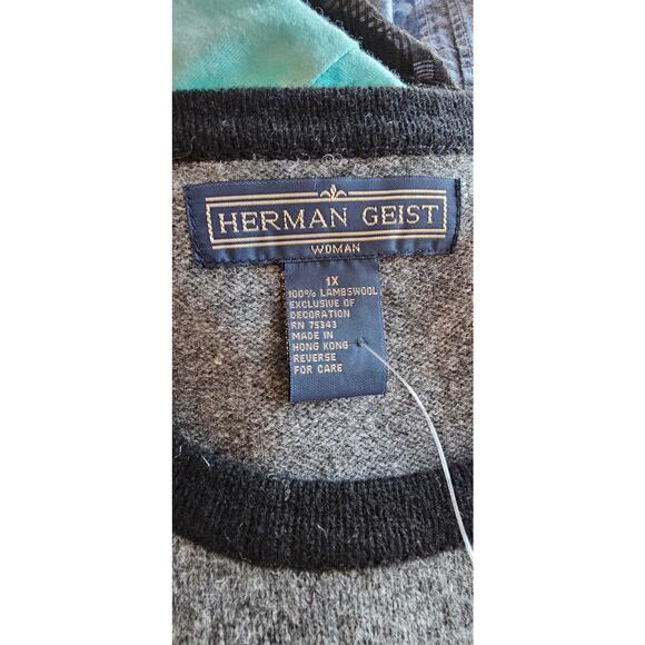 Vintage Herman Geist 100% Lambswool Knit Embroidered Sweater Vest Women Size 1X - Picture 5 of 5